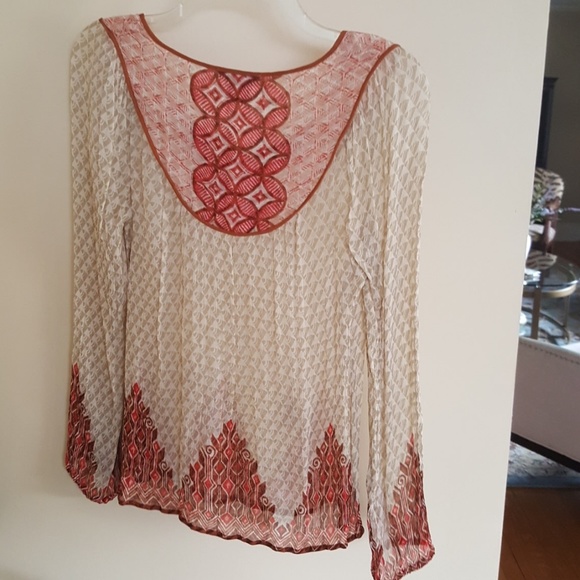 Lucky Brand sheer boho blouse - Picture 2 of 2